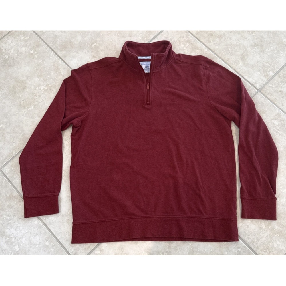 SOUTHERN‎ TIDE Red 1/4 ZIP MOCK NECK Pullover THE SKIPJACK Sweater Sz L Preppy